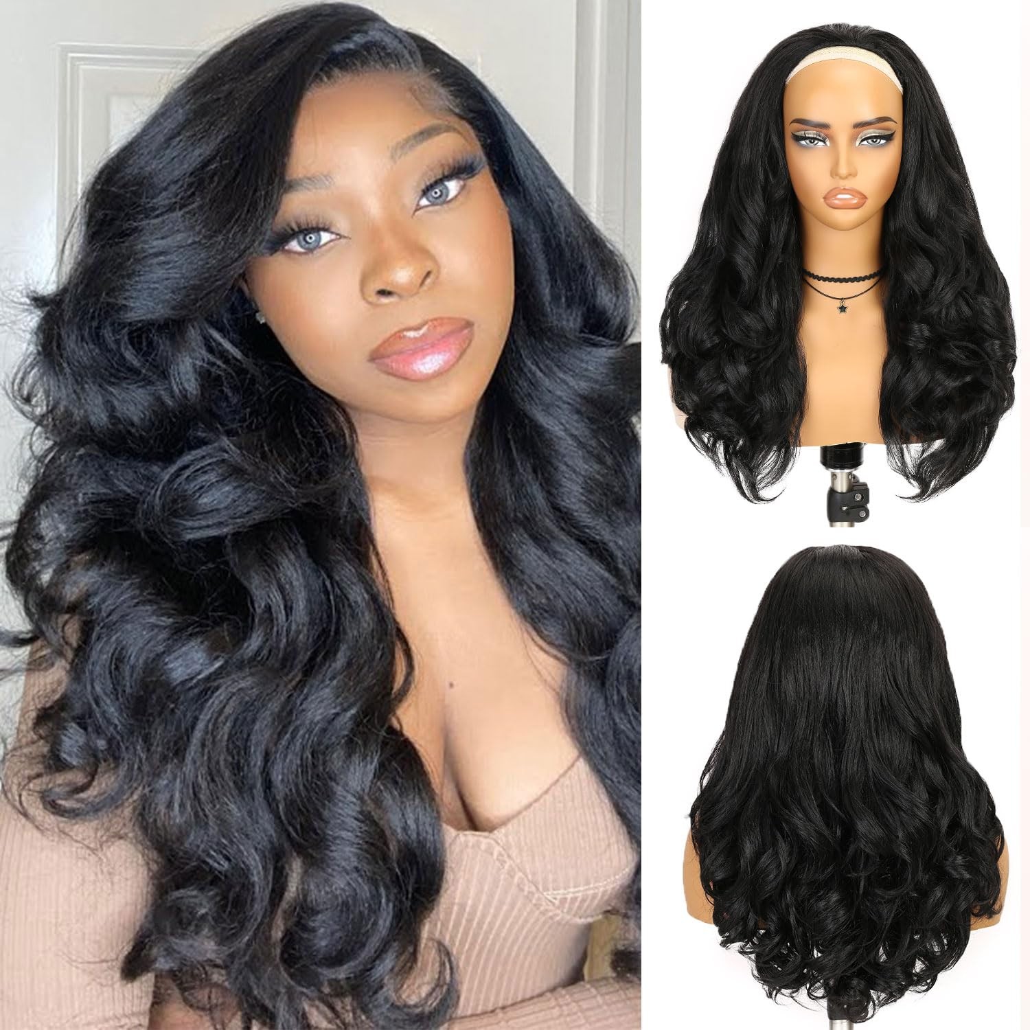 Yaki Curly Half Wig Loose Curly Synthetic Kinky Straight Wig With Curly End f…
