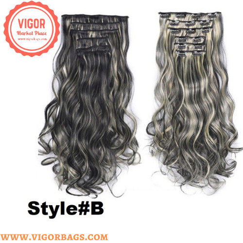 Long Straight Ponytail Hair Synthetic Extensions & Long Curly Wavy Hair 16 Clip