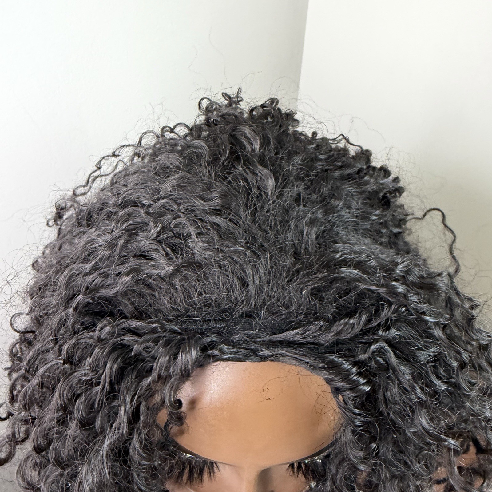 Model Model Drawstring Full Cap Synthetic Black Curly Haired Wigs Lot of 3