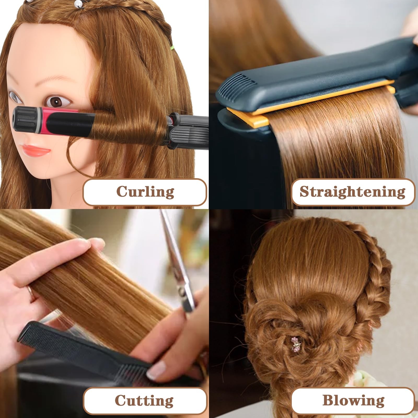 Mannequin Head with 80% Real Human Hair 26”-28″Cosmetology Mannequin Doll He…
