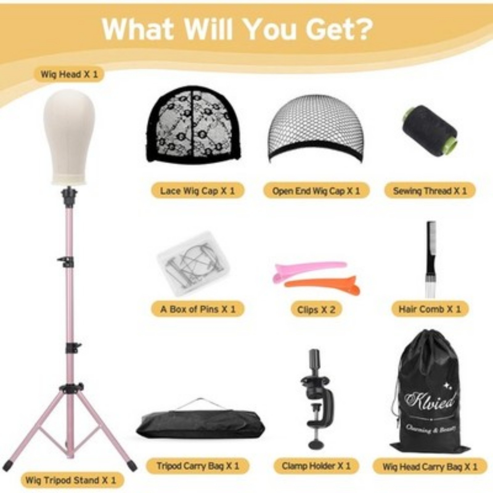 Metal Mannequin Head Stand Professional Reinforced Wig Tripod Adjustable Height