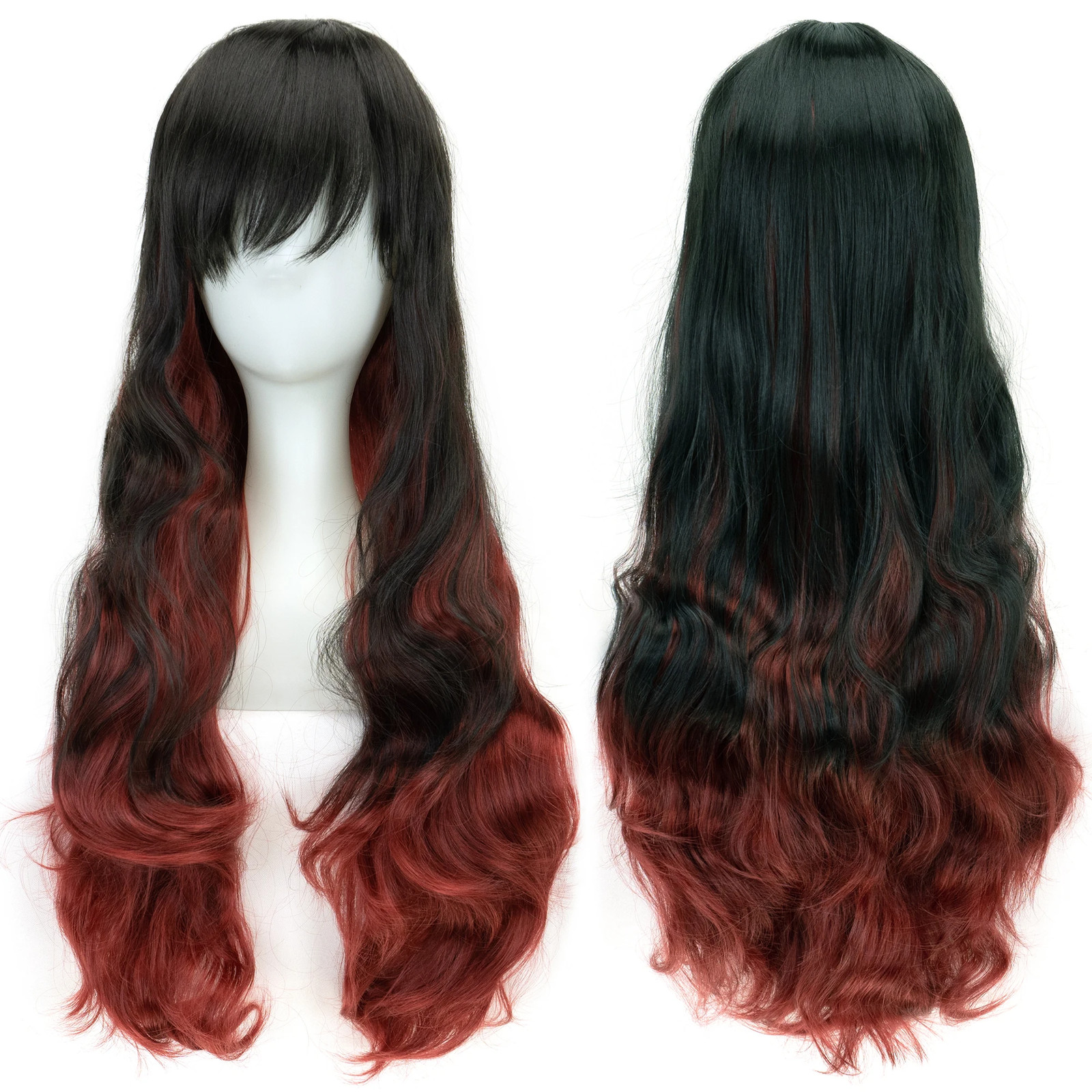 Soowee Ombre Rainbow Synthetic Cosplay Wig with Bangs Multicolor Wig for Women