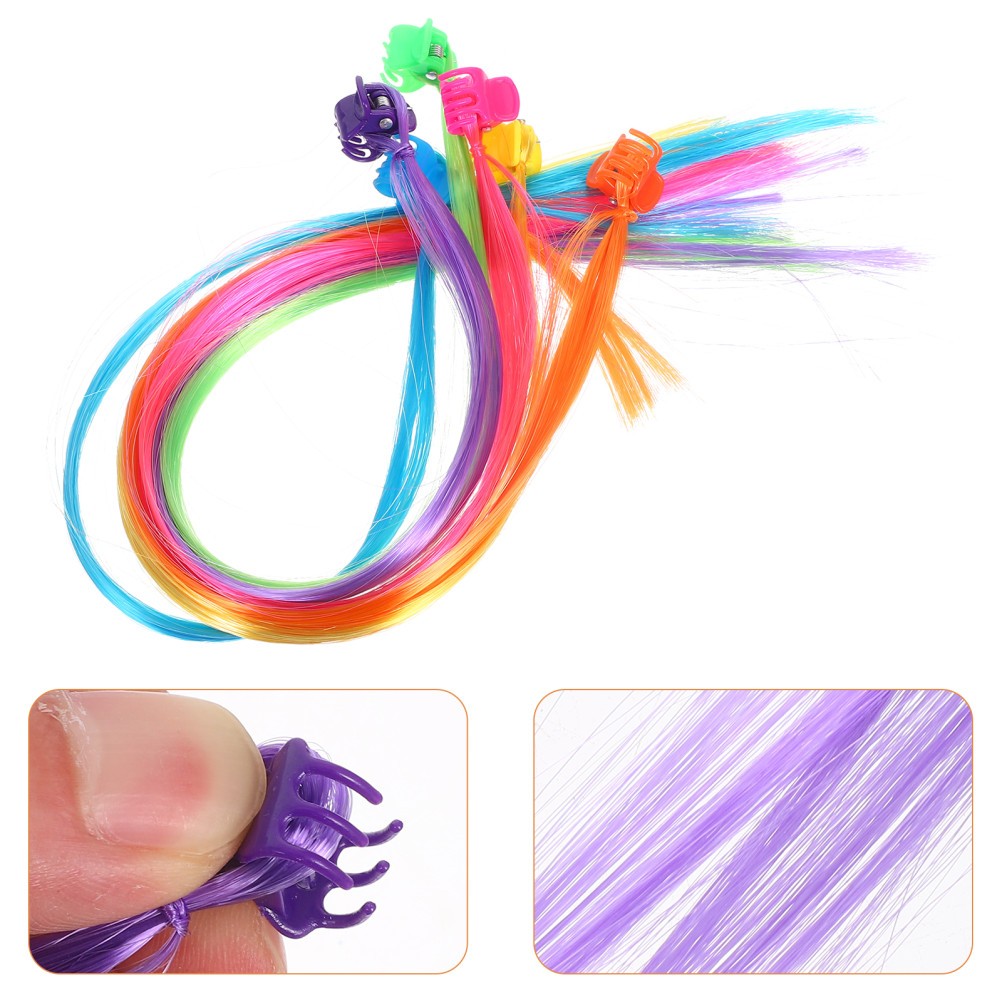 36 Pcs Colored Clip-in Hair Extensions Braided Ponytail Colorful
