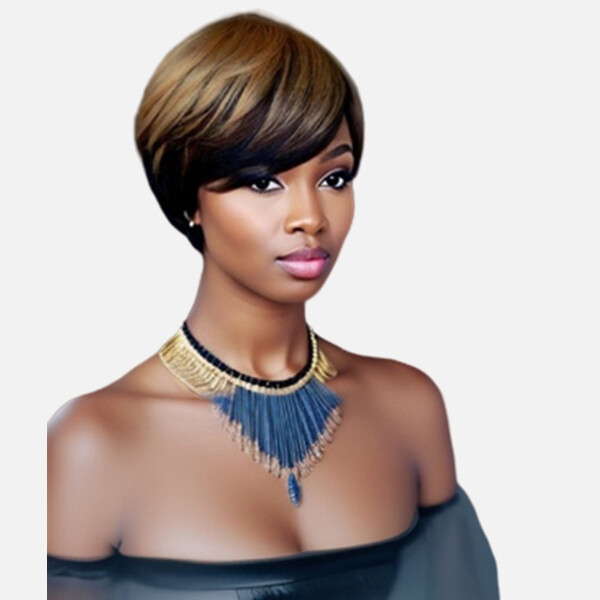 Pixie Cut Human Hair Short Wigs for Women Glueless Black Brown Blonde Mixed Wigs