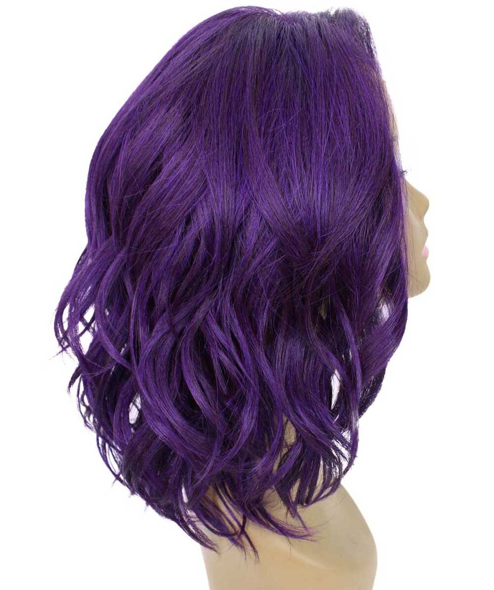 LUXLUXE Rayana Wavy 15 Inch Long 4X4 Hand-Tied Lace Front Wig, Violet Blende