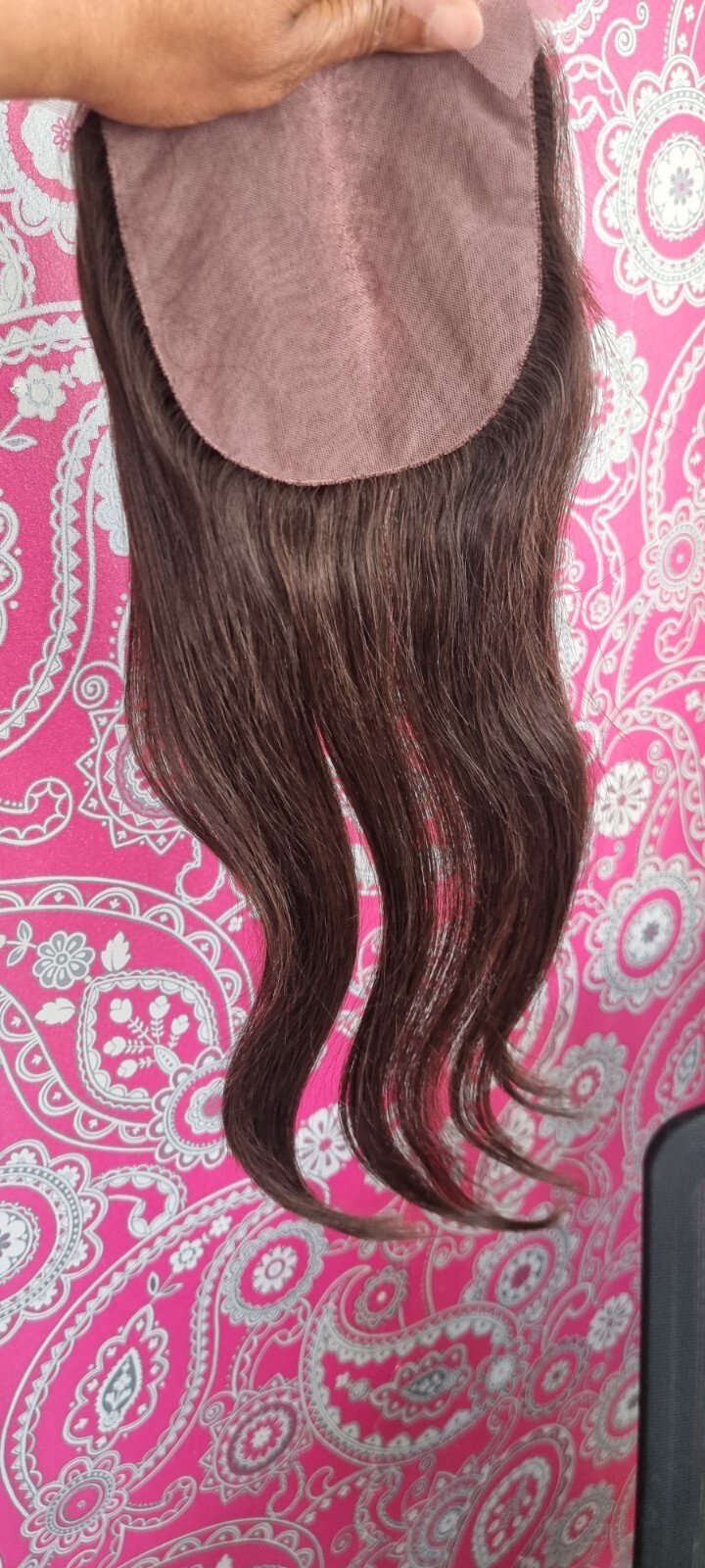 18INCH BRAZILIAN VIRGIN HAIR STRAIGHT 5X5 WIDER SILK BASE CLOSURE DARK BROWN 2#