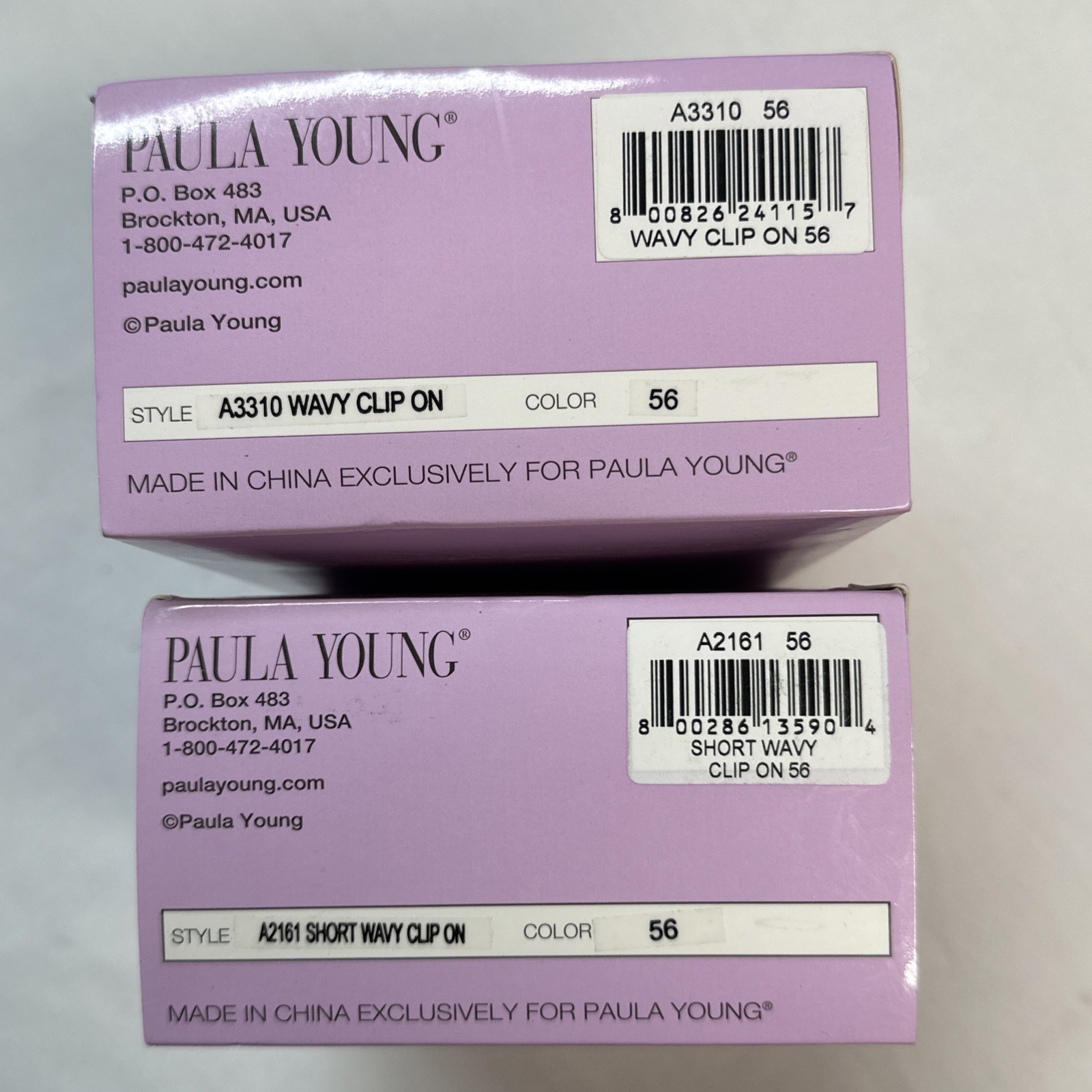 Paula Young 56 Color 3310 Wavy Clip On & 2161 Short Wavy Clip On With Box & Tag