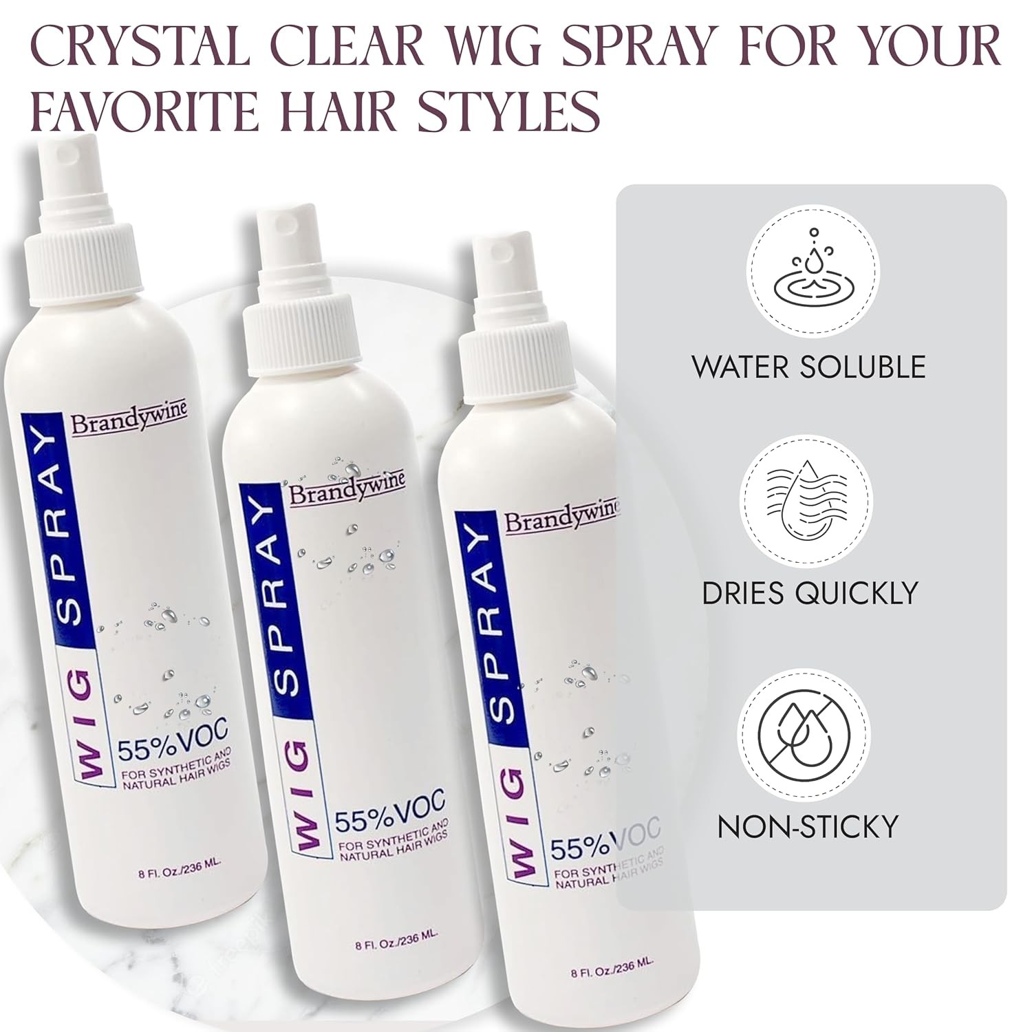Brandywine Non-Aerosol Wig Spray for Synthetic & Natural Hair Wigs, Hairpieces &