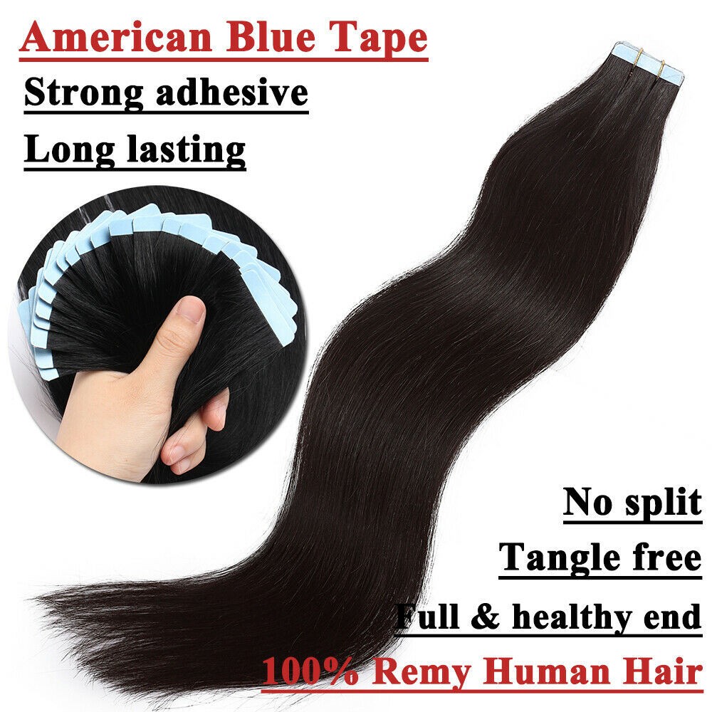 Tape In Hair Extenisons Invisible Skin Wefts Remy Indian Human Hair Highlight US