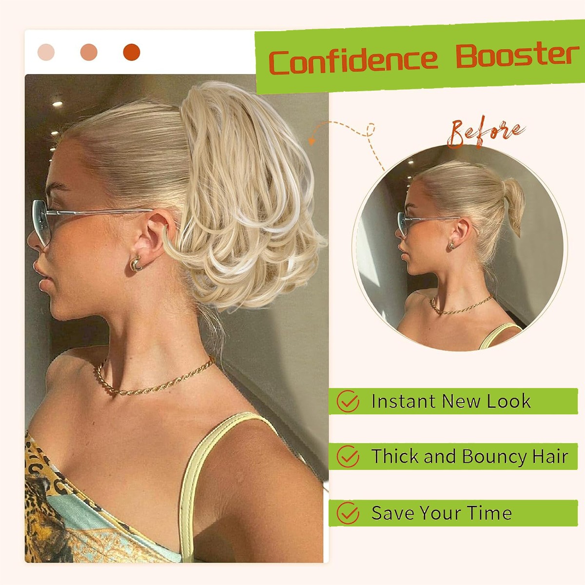 8in Short Ponytail Claw on Clip in Pony Tail Hair One Piece Extensions Messy Bun