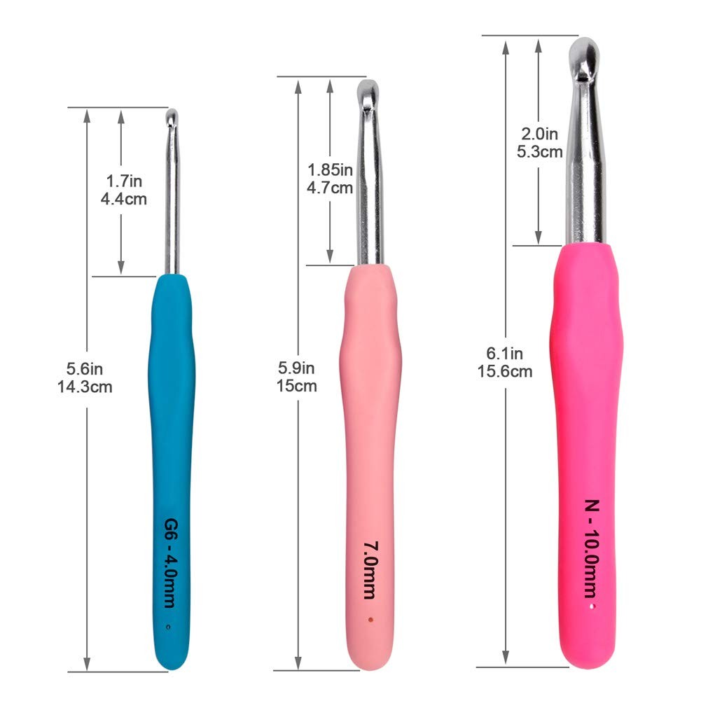 BCMRUN Crochet Hooks Set,14 Pcs 2.25mm(B)-10mm(N) 2.25-10mm, Multicolor