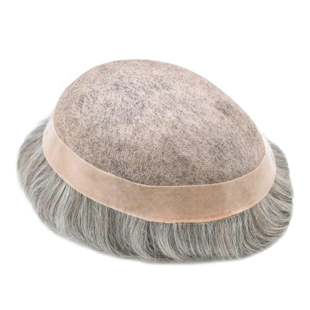 Mens Toupee Hairpiece Fine Mono Hair System Replacement Poly Skin Around Men Wig