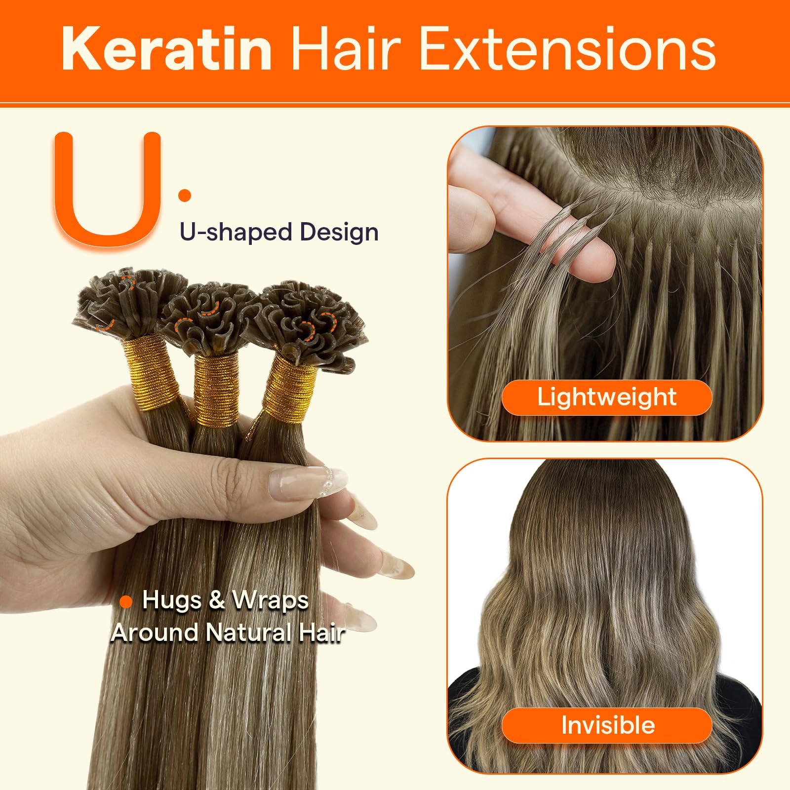 Full Shine U Tip Hair Extensions Real Human Hair 18 Inch Ktip Human Hair