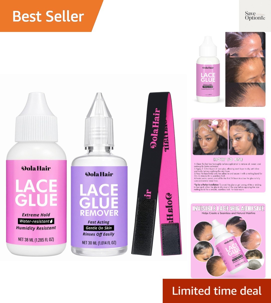 Lace Wig Glue Kit – Waterproof Lace Front Adhesive for Wigs Glue Kit-3pcs