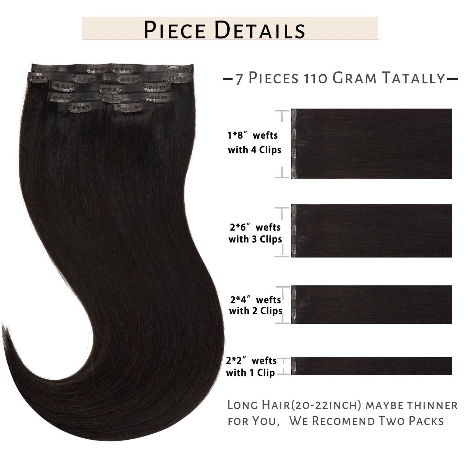 Caliee Clip In Hair Extensions Real Human Hair 18 Inch Ultra Thin Weft Clips On