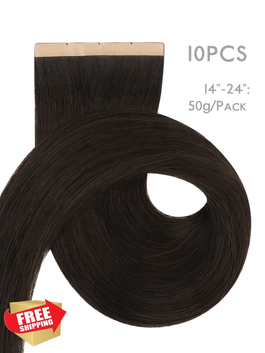 Wennalife 8cm Tape Hair Extensions 22 Inch Dark Brown