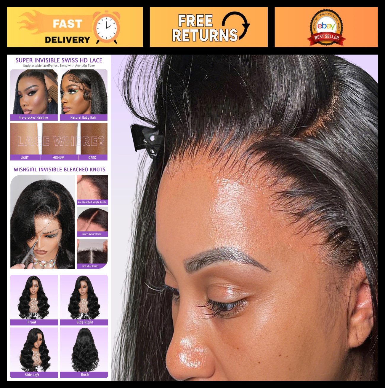 13×4 Full Frontal Body Wave Lace Wig – 22″ Human Hair, Ultra-Thin HD Lace, Pre-P
