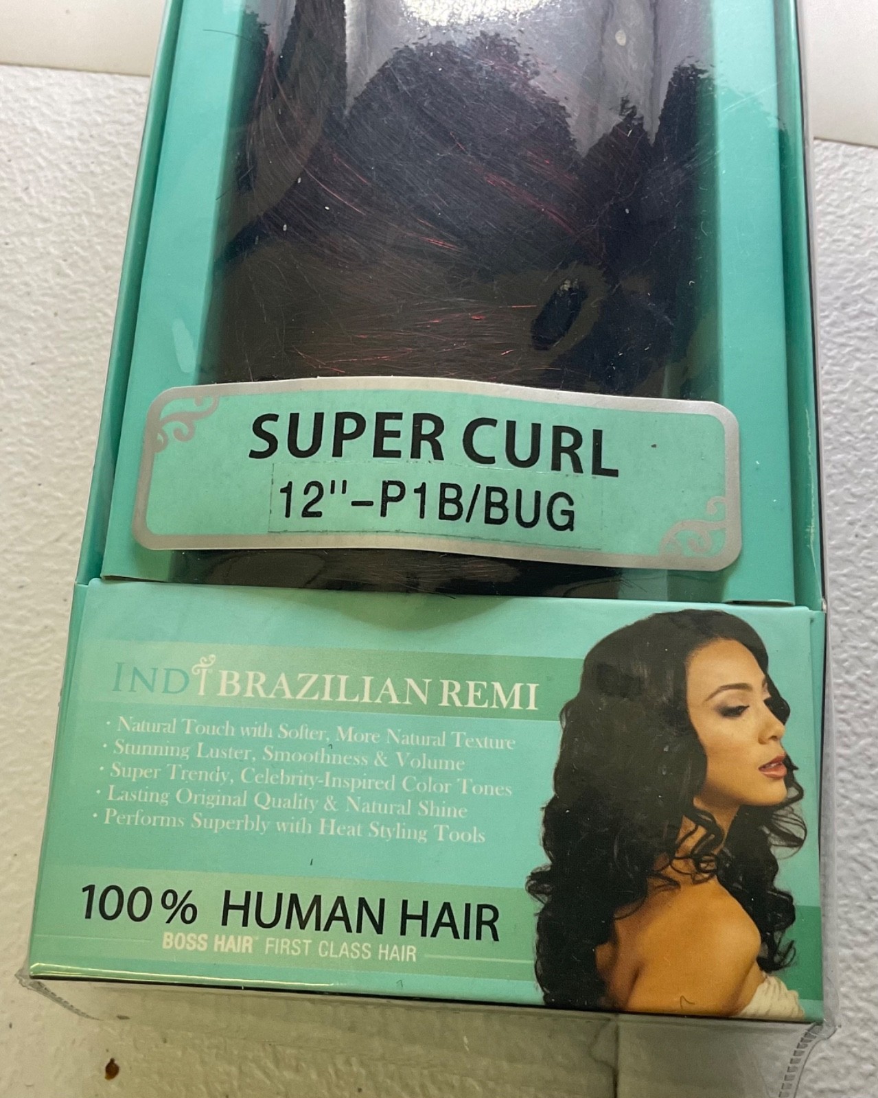 Bobbi Boss Indi Brazilian Remi 100% Human Hair Super Curl 12″ Color 1B/Burgundy