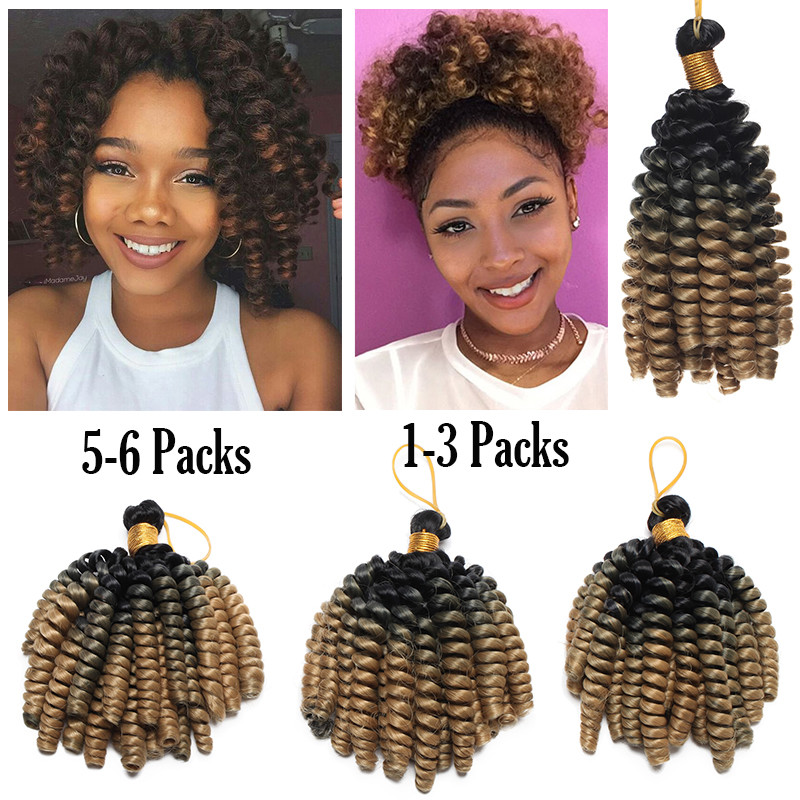 Real Thick Spring Twist Braiding Hair Extensions Bounce Curly 6″ Crochet Braid