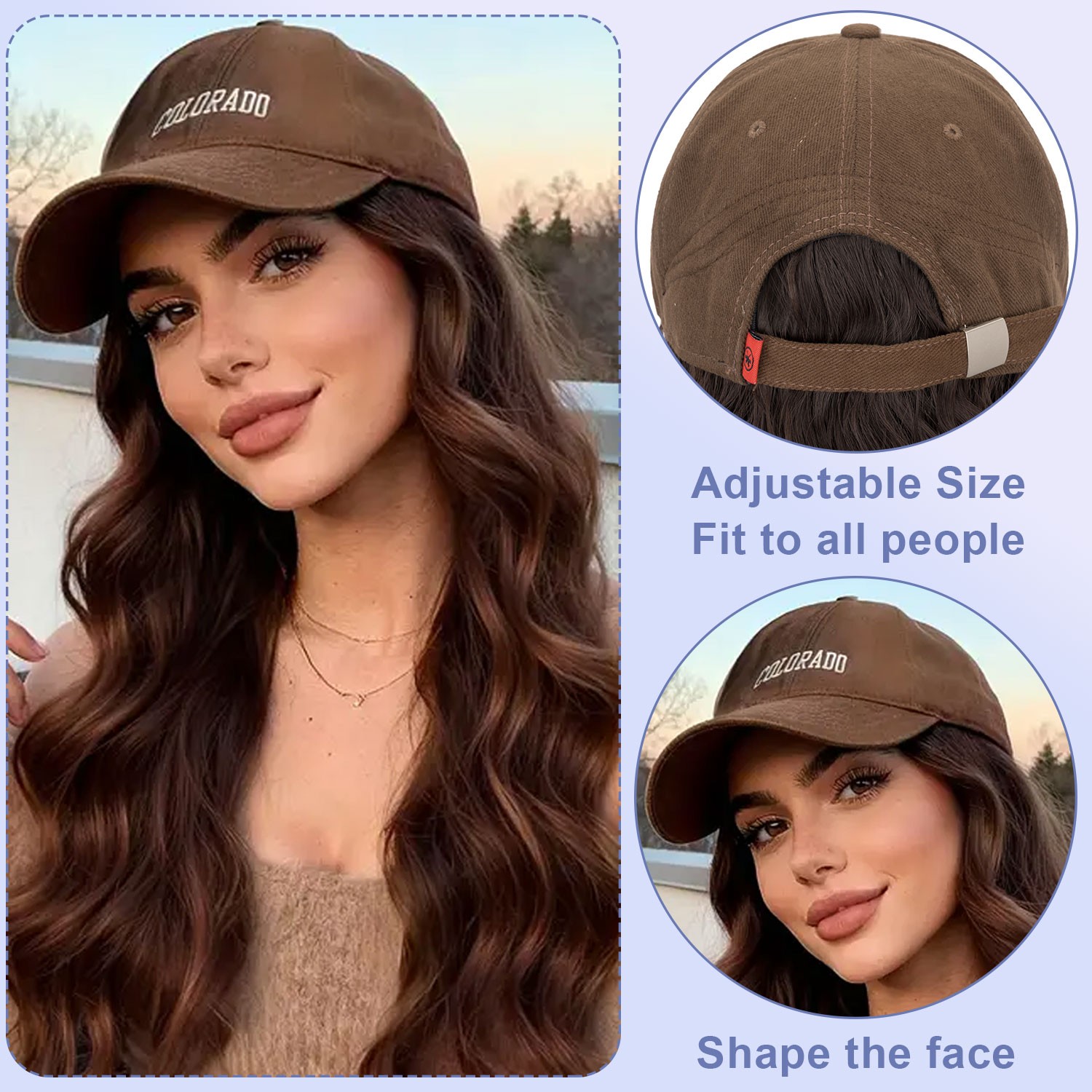 USA Cap with Hair Attached For Women Wig Hat with Hair Short Bob Style Synthetic