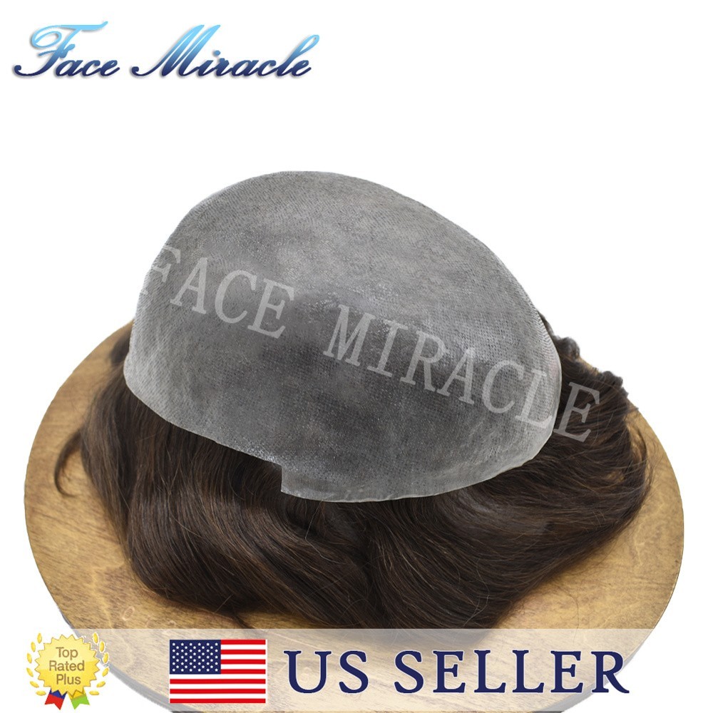 Ultra Thin Skin Mens Hair Piece Human Hair Replacement System V-Looped PU Toupee