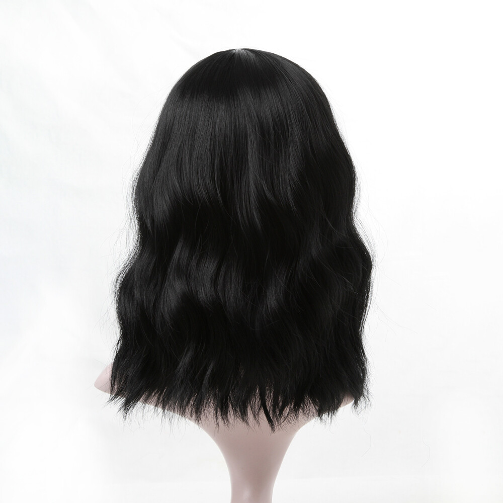 Wigs with Bangs Short Wavy Wig Women Girls Curly Bob Wigs
