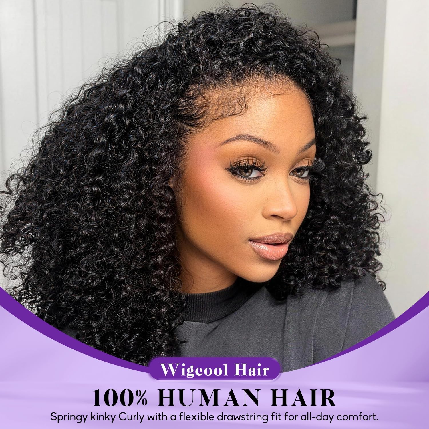 Wigcool Half Wig Human Hair Glueless Wigs Upgrade 3 In 1 Half Wig Drawstring