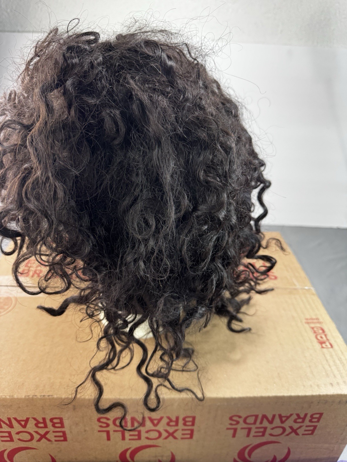 LUVME HAIR HD Human Hair Wig Short Curly Dark Brown Black NEW With Box