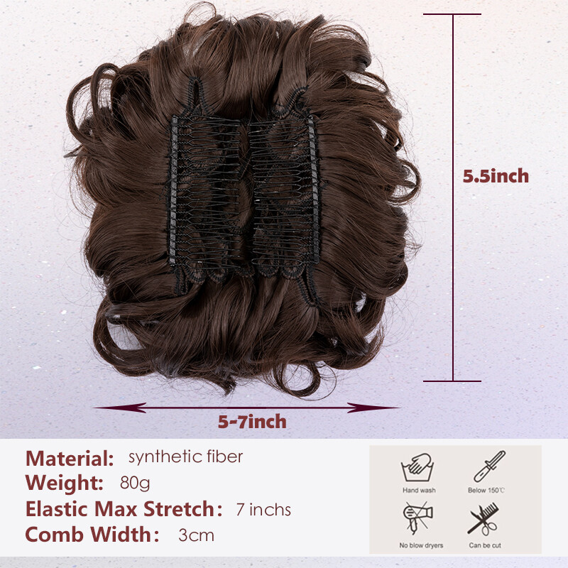 Messy Curly Extra Thick Bun Chignon Hair Piece with Comb Clip in Hair Extensions