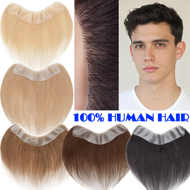 Mens Frontal Receding Hairline Toupee 100% Remy Human Hair Hairpiece Replacement
