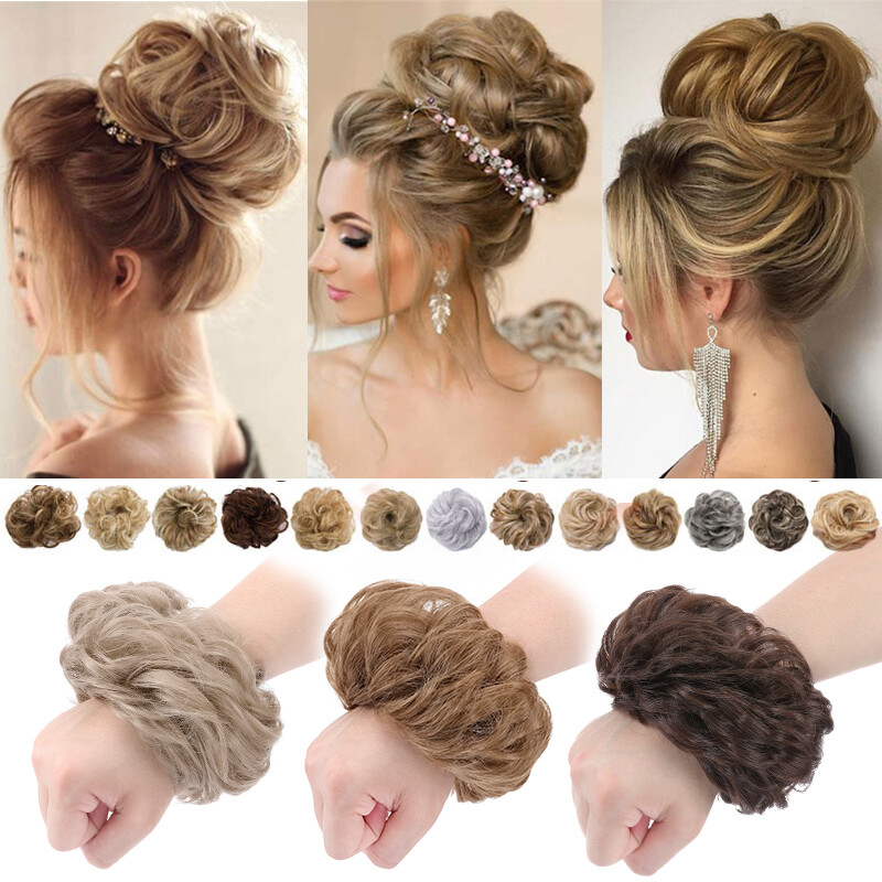US Messy Bun Hair Piece Scrunchie Updo Curly Hair Extensions Real Thick As Human