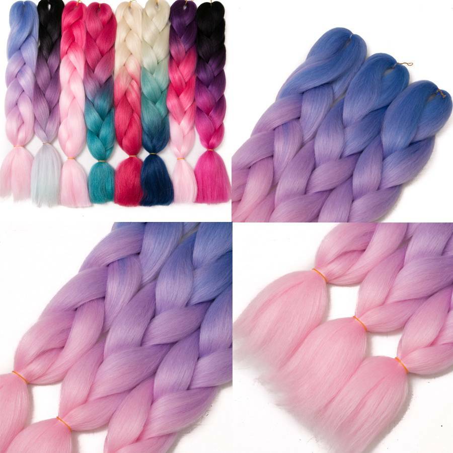 5Packs Synthetic Ombre Twist Box Braiding Jumbo Hair Extension For Human Rainbow
