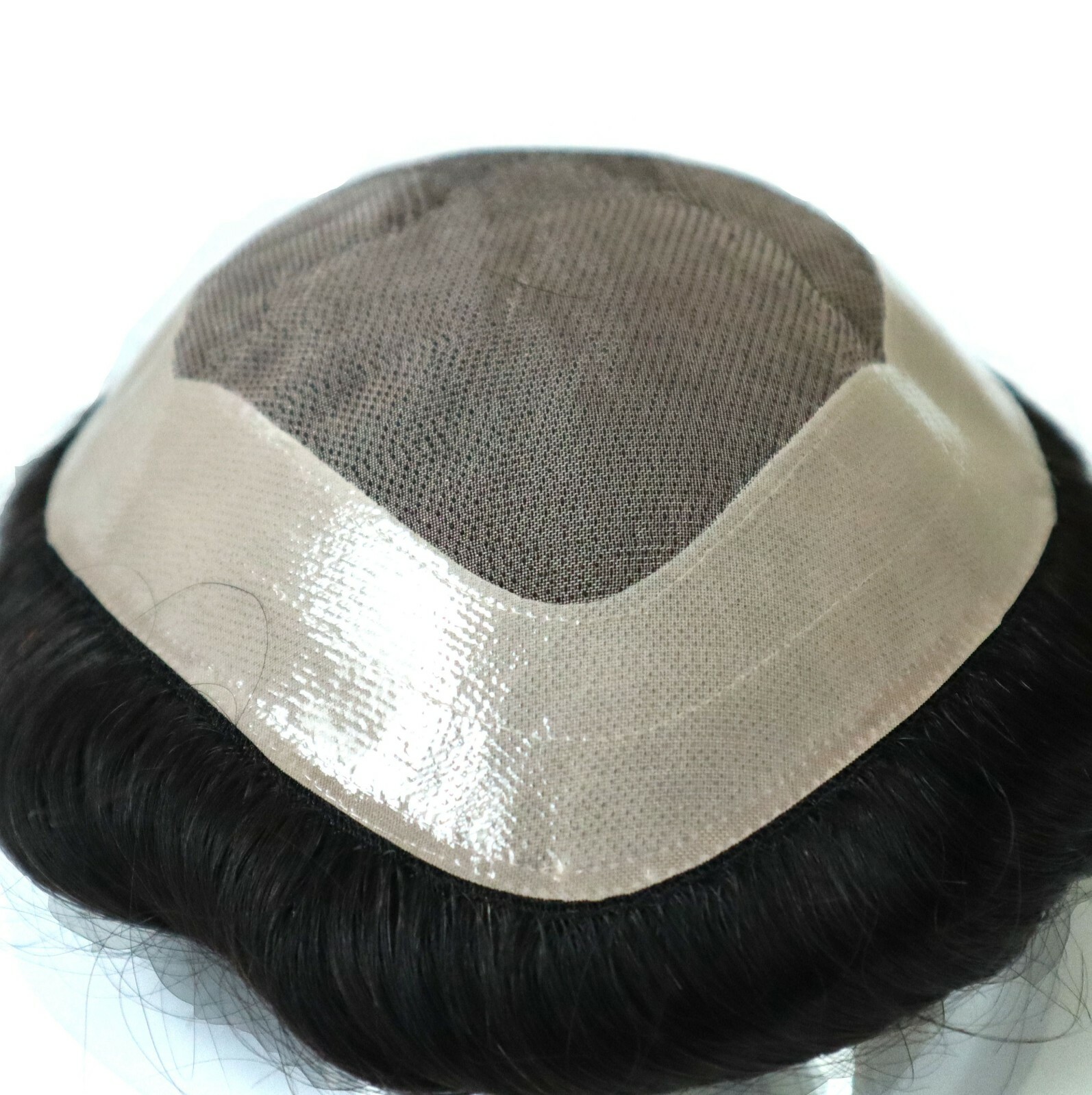 Durable Hair Replacement System Mens Toupee Fine Mono Wig Human Hairpiece #1B