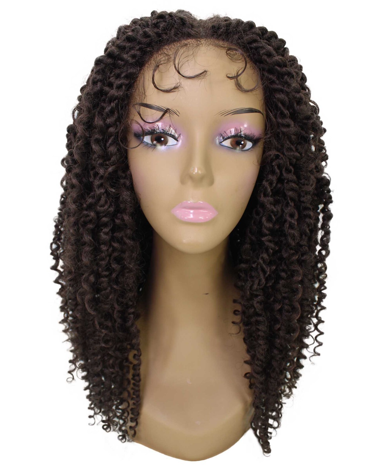 LUXLUXE Tierra Curly 19″ Long 4×4 Hand Tied Lace Braided Wig, BLB-0141