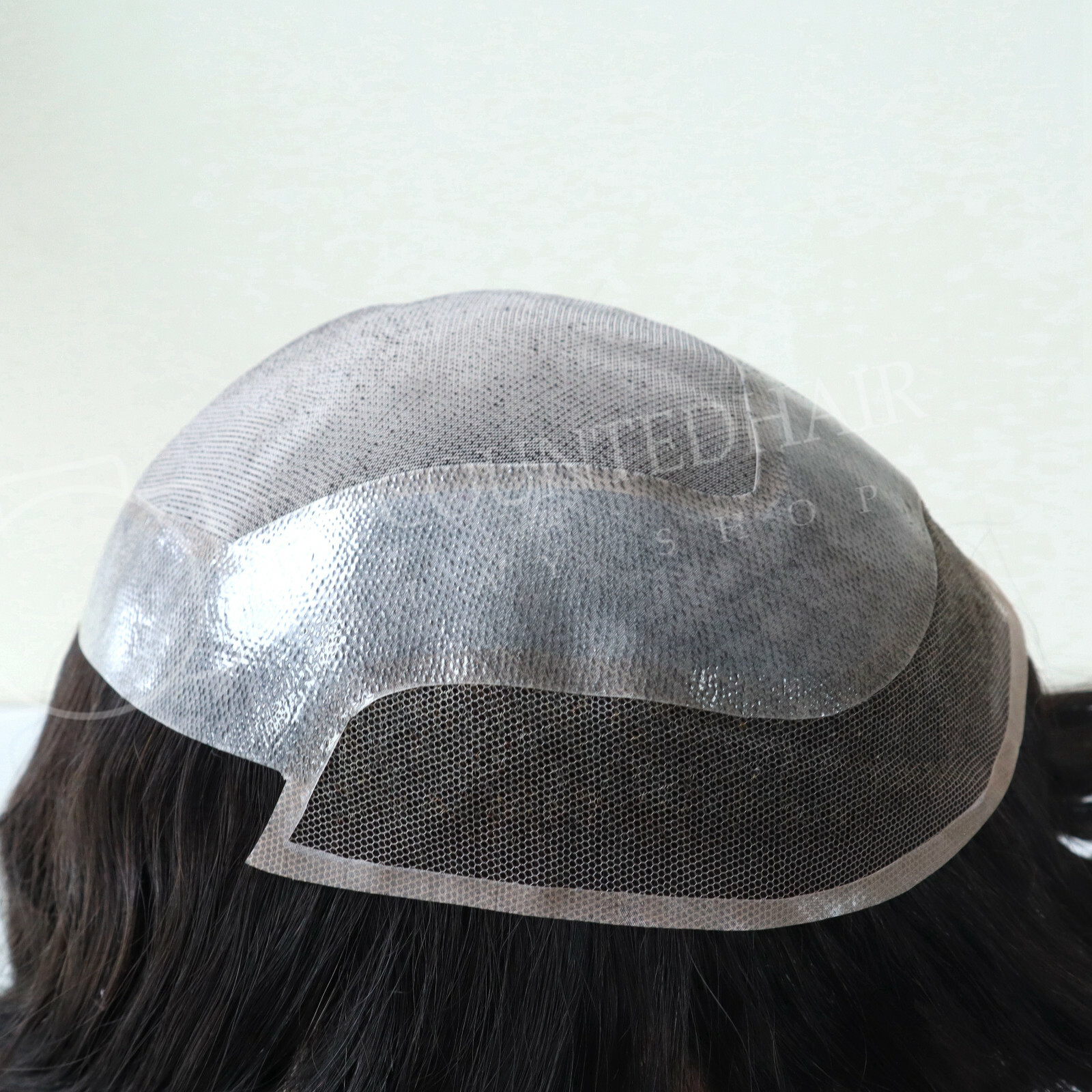 Mens Toupee Human Hair Replacement System Lace Front Mono Center Hairpiece #1B