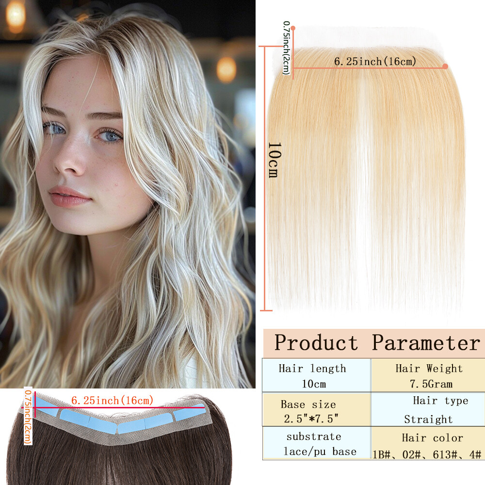 Lace PU Skin Cover-up Front Hairpiece Hand-Tied Hairline Real Human Hair Patches