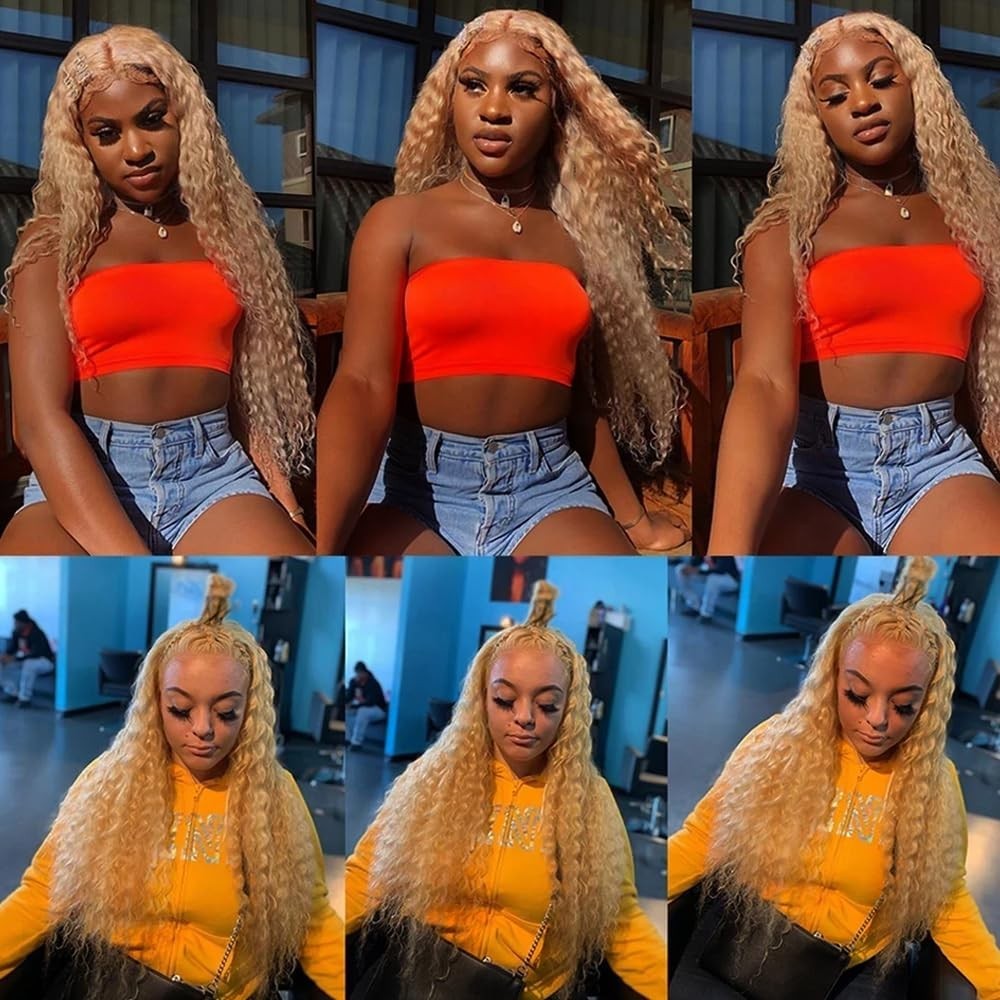 Blonde Kinky Curly Human Hair Bundles 20-24 Inch Wet & Wavy Extensions