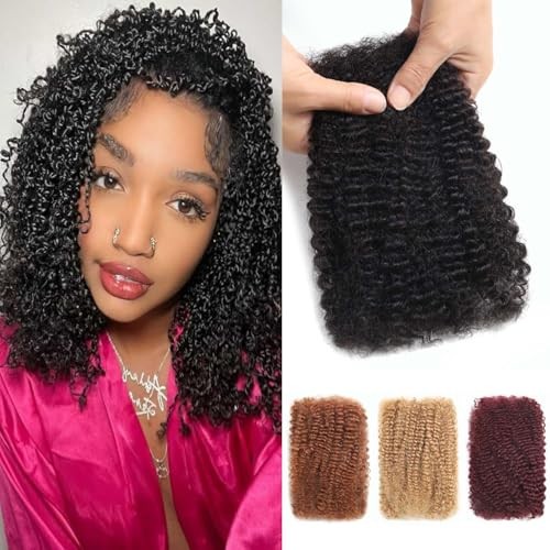 12 Inch 50g Afro Kinkys Bulk Human Hair for 12 Inch 50 Gram 1B Natural Black
