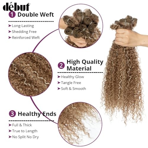 Synthetic Hair 7pcs Kinky Curly 22 24 26 Inches 6 Bundles Highlight Blonde 613