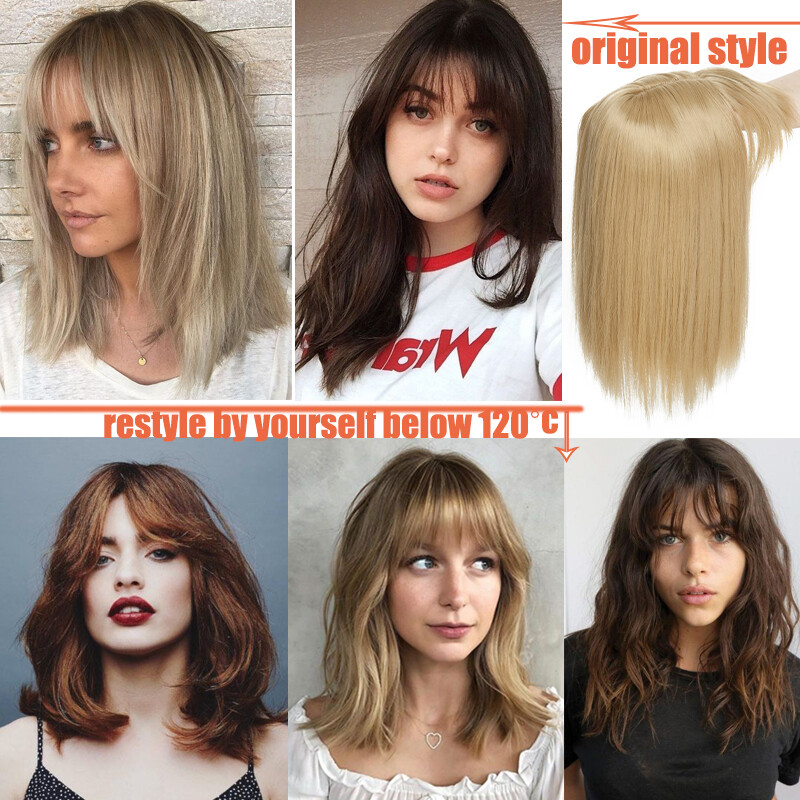 100% Natural Clip In Topper Hair With Bang Toupee Hairpiece Extension For Human