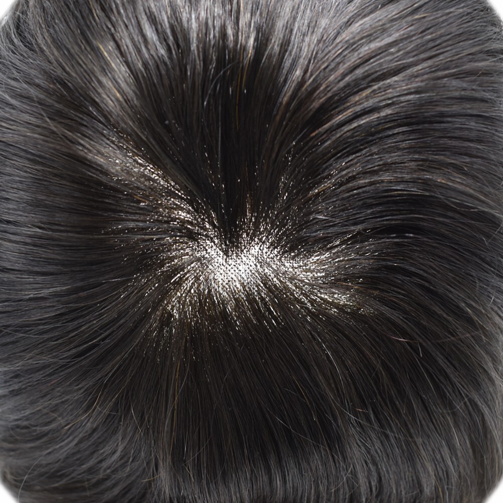 Toupee for Men Hair System Replacement French Lace Front Poly Skin PU Mens Wigs