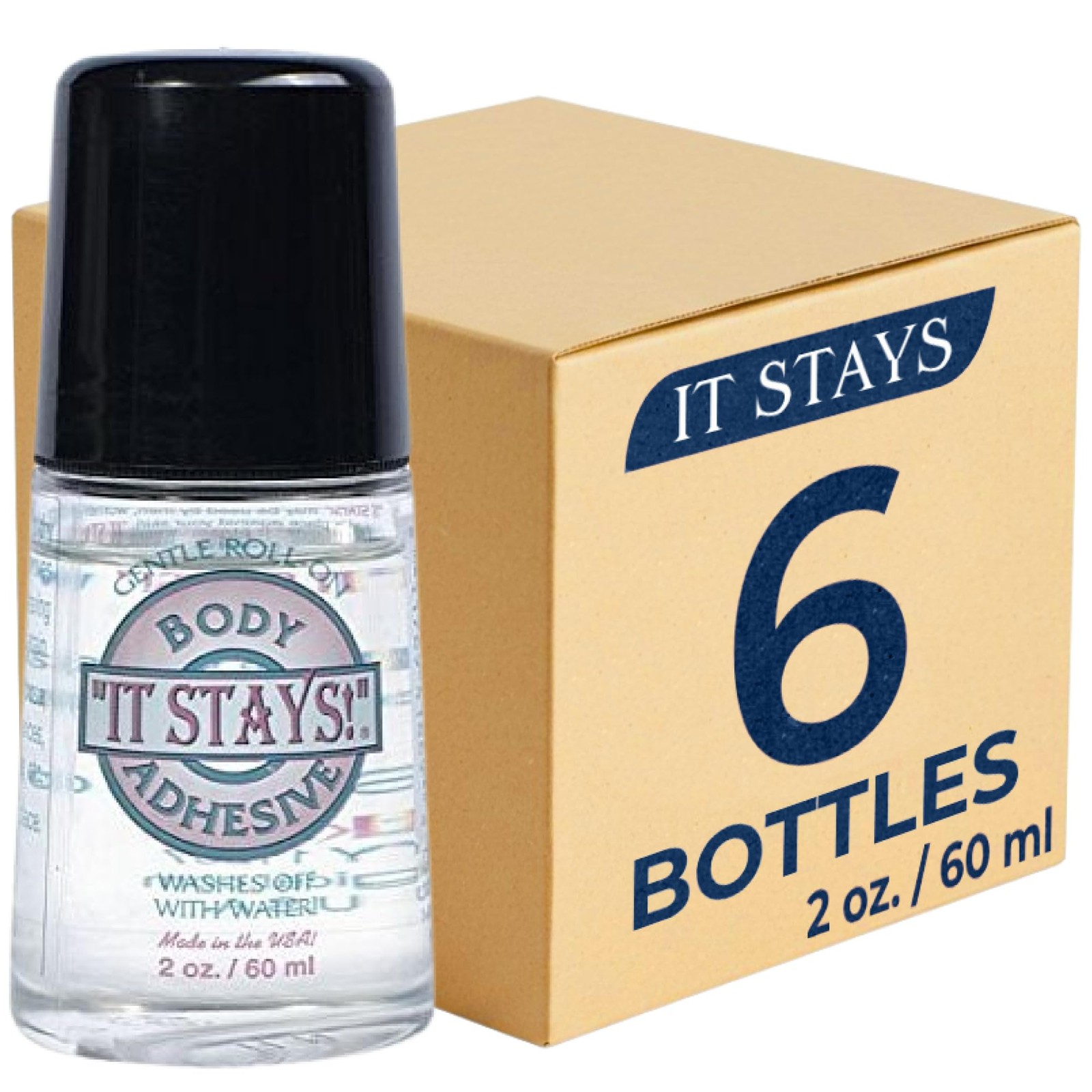 It Stays Roll On Body Adhesive Applicator Mask Glue, 2 fl oz – Made in USA – …