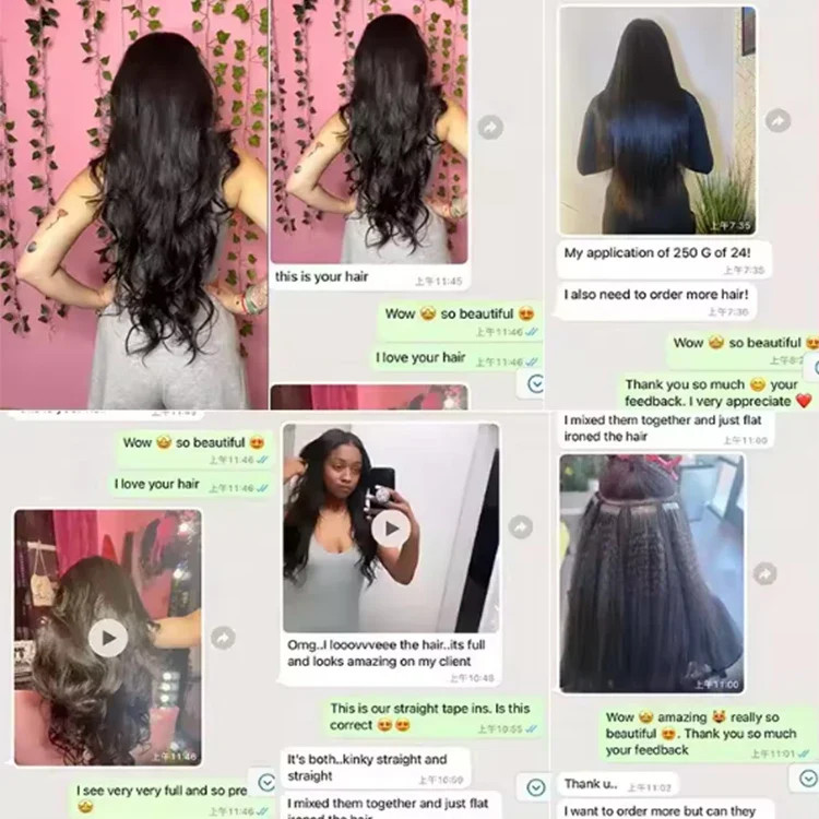 Tape Ins Raw Cambodian Hair Body Wave, Straight, Kinky