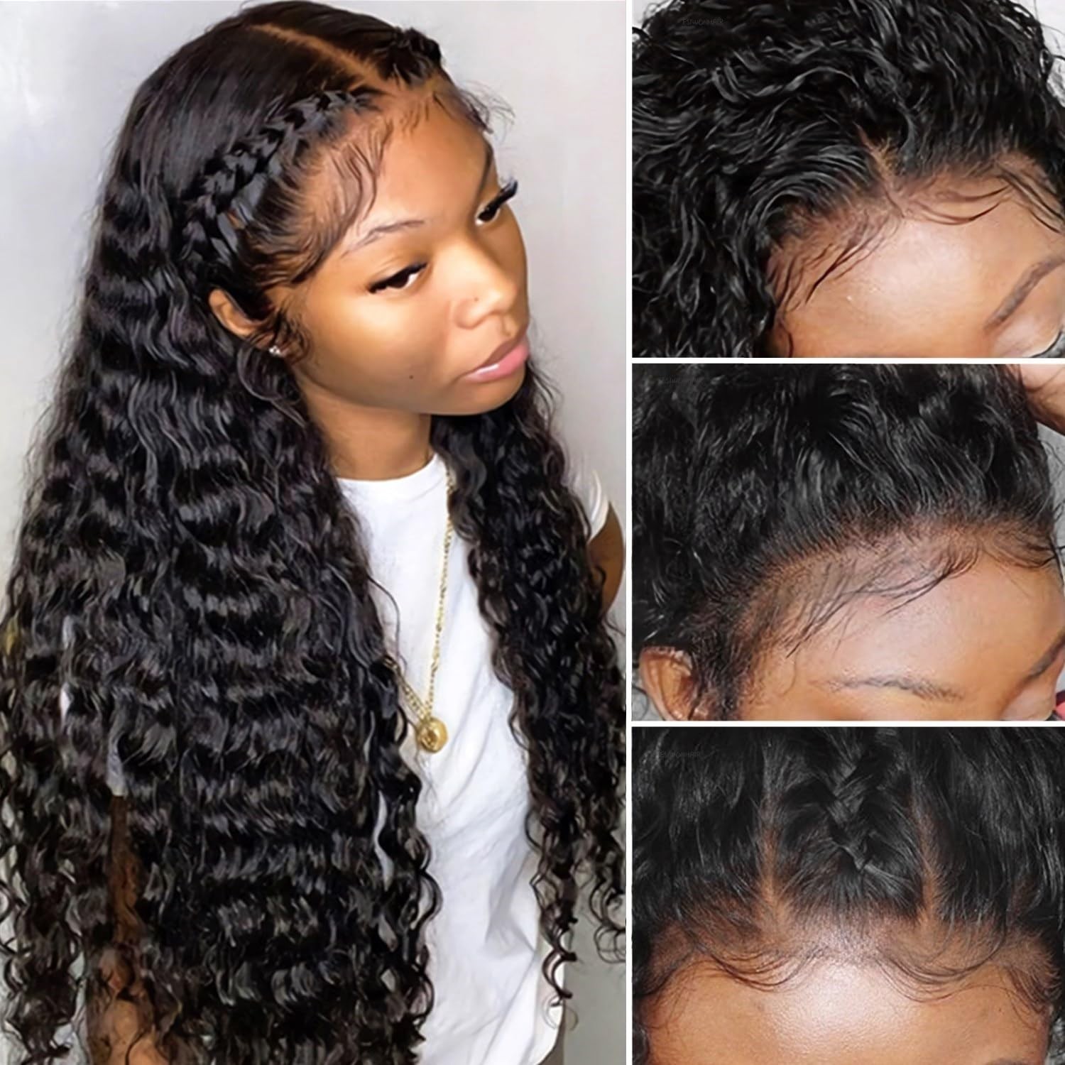 13×4 Deep Wave Wet and Wavy Lace Front Wigs Human Hair for Black Women Gluele…
