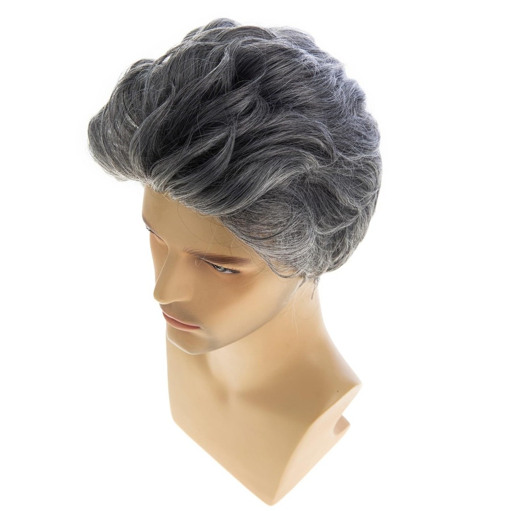 8in Men’s Silver Gray Full Wig Heat Resistant Synthetic Cosplay Halloween Party