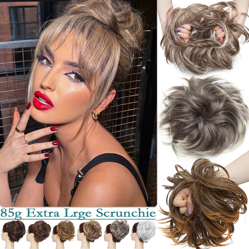 THICK Natural Messy Bun Hair Piece Scrunchie Updo Rubber Band Chignon Extensions
