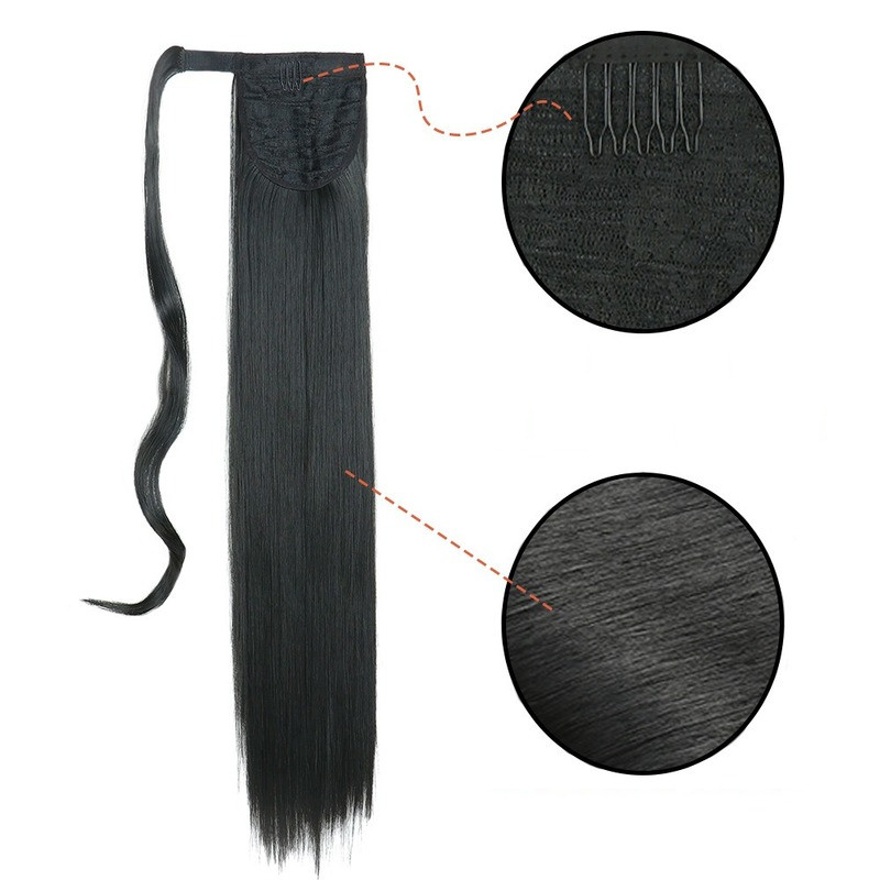 Lady 60cm Straight Clip In Ponytail Hair Extensions Piece Colorful Smooth Decor