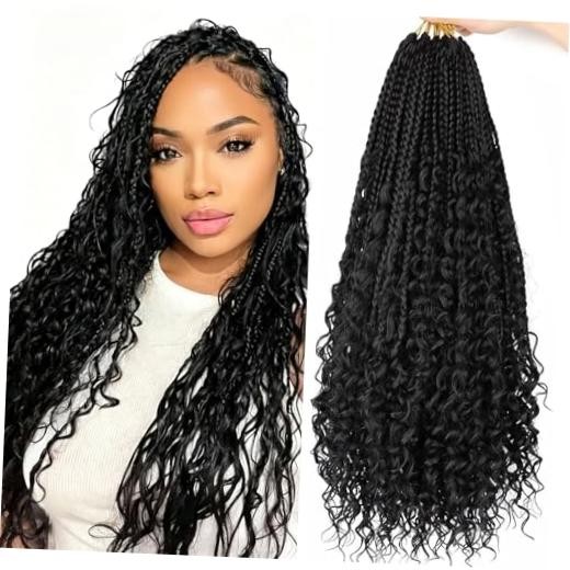 Goddess Box Braids Crochet Hair – 18 Inch 8 Packs 18 Inch (Pack of 8) 1B