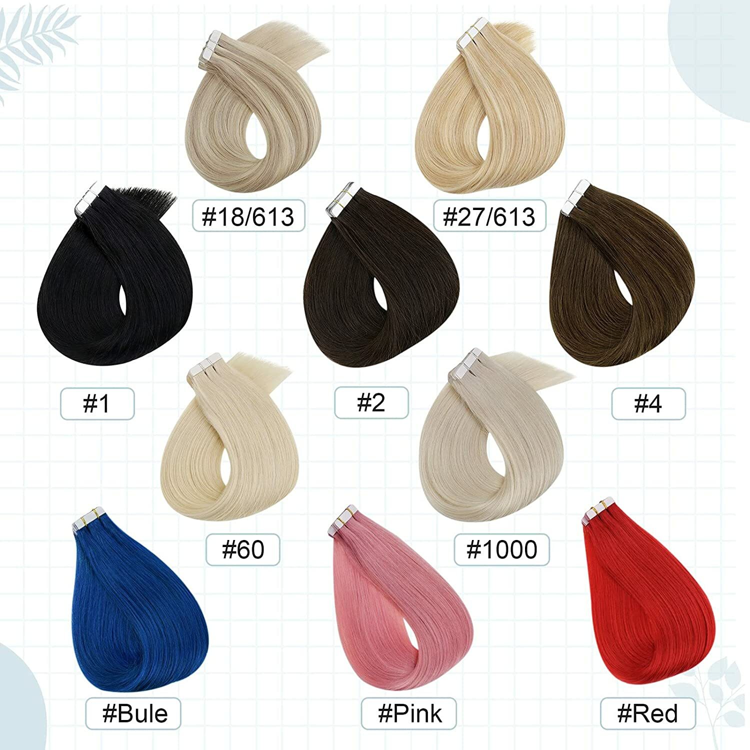 Tape in Hair Extensions Invisible Glue Skin Weft Real Remy Human Hair Colored US