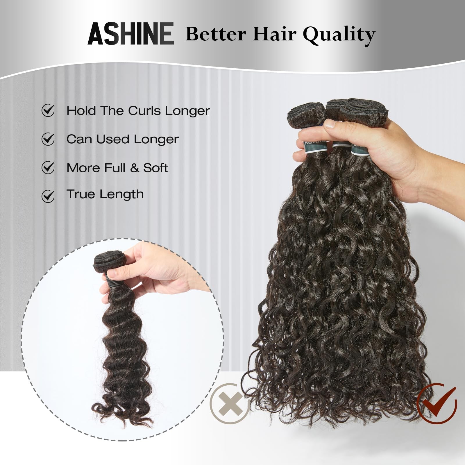 Ashine Human Hair Bundle Deep Curly Water Wave Unprocessed Cambodian Raw Hair